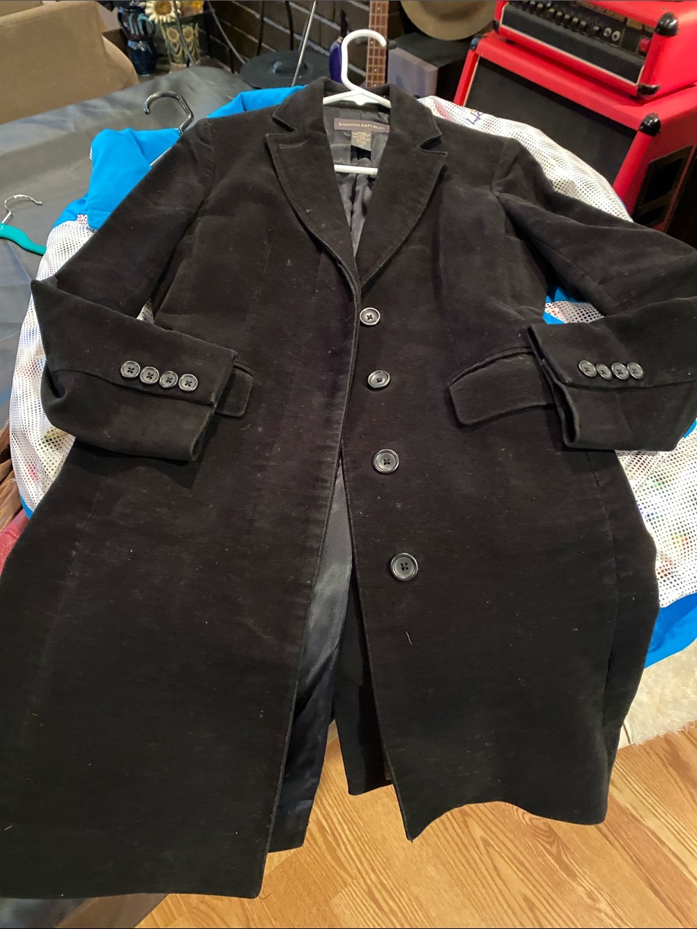 Banana Republic Black Women’s dress Single-Breasted Trench Coat velvet XS